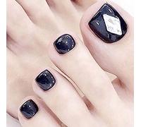 Lot de 24 faux ongles d'orteils brillants à coller sur les ongles d'orteils artificiels en acrylique pour femmes et filles (taille : H)