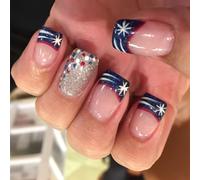Lot de 24 faux ongles élégants à presser avec pointes françaises et finition pailletée pour un usage quotidien ou des célébrations