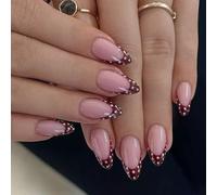 Lot de 24 faux ongles élégants à presser avec pois rouges et blancs - Durabilité - Construction ABS - Ajustement confortable - Ongles artificiels à pois blancs
