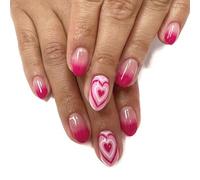 Lot de 24 faux ongles élégants à presser Motif cœur amande Accessoires de manucure pour femme tendance