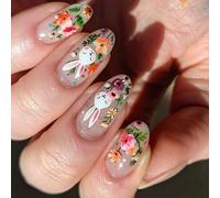 Lot de 24 faux ongles élégants pour Pâques - Ongles artificiels confortables - Pour fête ou utilisation quotidienne