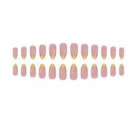 Lot de 24 faux ongles en ABS à pointe française en forme d'amande pour femme - Pour fête, usage quotidien