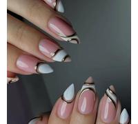 Lot de 24 faux ongles en ABS avec pointe blanche élégante - Application facile - Presse élégante