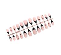 Lot de 24 faux ongles en acrylique à coller sur les ongles inspirés de la France avec motifs cœurs