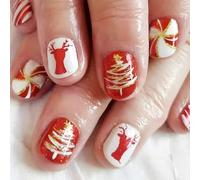 Lot de 24 faux ongles en acrylique à presser avec motifs flocons de neige courts carrés pour femme