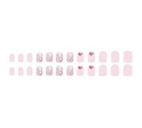 Lot de 24 faux ongles en acrylique avec cœurs scintillants pour femmes de tous âges