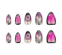 Lot de 24 faux ongles en acrylique avec motifs de cœurs scintillants pour la Saint-Valentin - Pour trajets quotidiens et fêtes