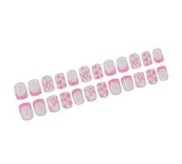 Lot de 24 faux ongles en acrylique de forme carrée pour la Saint-Valentin Motif cœur et lettre