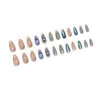 Lot de 24 faux ongles en acrylique en forme d'amande, presses brillantes, réutilisables, en forme d'étoile, gelée
