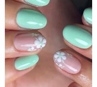 Lot de 24 faux ongles en forme d'amande à pression sur les ongles artificiels - Faux ongles - Colle sur les ongles - Motifs floraux - Ongles français - Conseils sur faux ongles