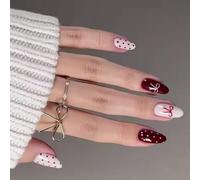 Lot de 24 faux ongles en forme d'amande avec nœuds pour décoration de manucure pour fêtes et usage quotidien