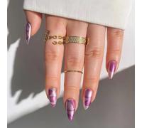 Lot de 24 faux ongles en forme d'amande, avec rayures, à presser, pour les fêtes et la vie quotidienne