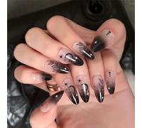 Lot de 24 faux ongles en forme d'amandes médias, brillants, pleins, en forme d'étoile, lune, presse sur les ongles, manucures