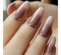 Lot de 24 faux ongles en forme de cercueil - Ballerines ombres - Faux ongles brillants - Faux ongles - Colle acrylique - Pour femmes - Transparent