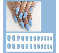 Lot de 24 faux ongles en forme de cercueil en forme de ballerine - Couleur pure - Couverture complète - Moyen - En gel givré - En ABS - Durable - Facile à couper - Aspect naturel - Pour fêtes