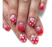 Lot de 24 faux ongles en forme de cœur pour la Saint-Valentin - Presse carrée courte sur les ongles