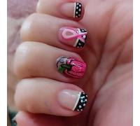 Lot de 24 faux ongles en ruban rose à pois pour manucure française, application facile, beauté et élégance, manucure française pour femme