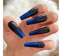 Lot De 24 Faux Ongles Extra Longs En Forme De Cercueil Ombré Brillant Ballerine Dégradé Sur Ongles De Luxe Ombré À Clipser Pour Femmes Et Filles (Style B)