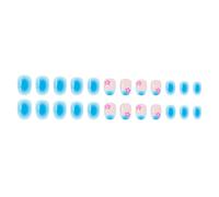 Lot de 24 faux ongles français, courts, ovales, bleu brillant, avec ajustement confortable, pour un usage quotidien et des occasions spéciales, bleu