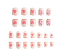 Lot de 24 faux ongles français en forme de cœur, faciles à appliquer, confortables à porter pour un événement spécial, faux ongles français en ABS
