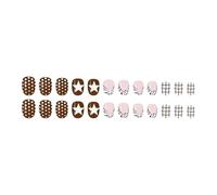 Lot de 24 faux ongles français imprimés léopards, plaids, étoiles à presser, café, pois, marron, réutilisables, matériaux ABS, sans colle nécessaire, coquettes, autocollants pour ongles étoiles