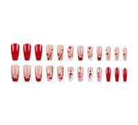 Lot de 24 faux ongles longs à coller pour la Saint Valentin
