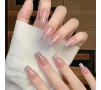 Lot de 24 faux ongles longs à coller sur les ongles à bout français en forme de ballerine
