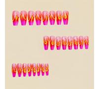 Lot de 24 faux ongles longs à presser en forme de cercueil - Couleurs contrastées - Décoration pour nail art - Brillant dégradé - Pour femmes et filles