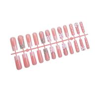 Lot de 24 faux ongles longs carrés à presser avec nœud 3D en strass pour une fête ou un usage décontracté