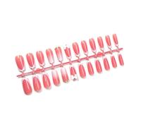 Lot de 24 faux ongles longs carrés brillants à coller avec nœuds 3D Blanc