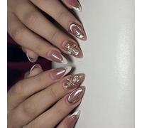 Lot de 24 faux ongles ovales avec revêtement multicouche, certifié sans danger pour les utilisateurs sensibles aux produits chimiques, changement rapide, pointe française