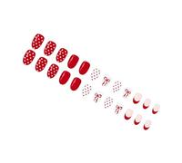 Lot de 24 faux ongles pour manucure française, rouge et blanc, motif à pois, pour un usage quotidien, fête, mariage, rouge et blanc à pois