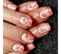 Lot de 24 faux ongles press on nails avec colle amande - Faux cadeaux artificiels pour femmes et filles - Sur le cercueil des ongles - Amande française