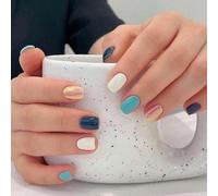 Lot de 24 faux ongles réutilisables brillants à presser en acrylique Motif yeux de chat