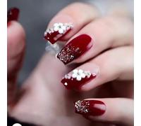Lot de 24 faux ongles réutilisables en acrylique Motif fleurs 3D