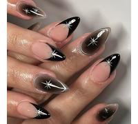 Lot de 24 faux ongles réutilisables pour l'automne et l'hiver Marron mat