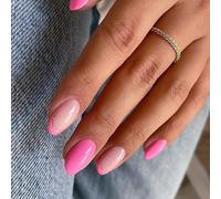 Lot de 24 faux ongles ronds courts en acrylique à coller sur la pointe française