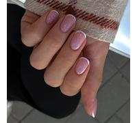 Lot de 24 faux ongles ronds et courts en acrylique à coller - Blanc