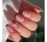 Lot de 24 faux ongles rouges à paillettes pour fêtes de Noël et célébrations