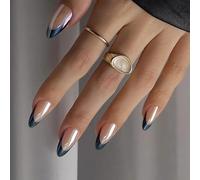 Lot de 24 faux ongles sophistiqués en forme d'amande de Noël - Conseils français - Ongles artificiels - Manucure - Décoration d'ongles