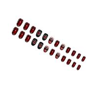 Lot de 24 faux ongles spéciaux pour la Saint-Valentin Motif yeux de chat Rouge Cœur Accents ABS Feuilles d'or mat À presser sur les ongles Cœur rouge Saint-Valentin