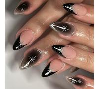 Lot de 24 faux ongles style gothique marron motif floral pour femme