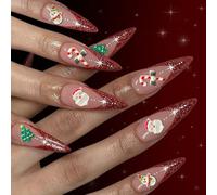 Lot de 24 faux sabots de scintillation orientés Noël avec adhésif d'identité facile à utiliser Lumière longue durée Festive Scintillations Unguis