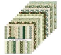 Lot de 24 feuilles/24 motifs de papier double face pour scrapbooking, décoration florale bohème pour cartes de bricolage, journal, fournitures de scrapbooking et décoration d'album photo (Vert-2077