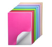 Lot de 24 feuilles d'autocollants A4 en papier à imprimer, carton autocollant en 22 couleurs, 250 g/m², papier coloré pour scrapbooking, fabrication de cartes