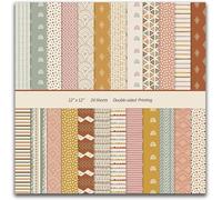 Lot de 24 feuilles de papier à motif bohème 30,5 x 30,5 cm - Papier décoratif double face coloré pour loisirs créatifs, fabrication de cartes, scrapbooking, album photo