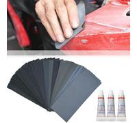 Lot de 24 feuilles de papier abrasif en carbure de silicium grain 120-3000 pour bois, métal, meubles de voiture, verre, ponçage humide et sec avec 3 pâtes abrasives 22,9 x 9,1 cm