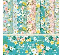 Lot de 24 feuilles de papier cartonné pour scrapbooking, 12 motifs floraux, papier décoratif pour scrapbooking, fabrication de cartes, décoration à faire soi-même (style E)