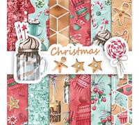 Lot de 24 feuilles de papier de scrapbooking à motif de Noël, 12 motifs unilatéraux pour fabrication de cartes de Noël, découpage pour journaux indésirables, cartes de vœux, décoration d'album photo