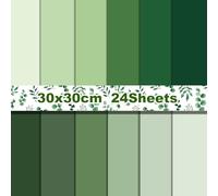 Lot de 24 feuilles de papier de scrapbooking à motif vert, 12 designs de papier décoratif double face dégradé vert pour scrapbooking, travaux manuels, 30,5 x 30,5 cm, pour le scrapbooking